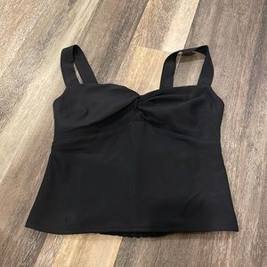 crop black tank robbed back